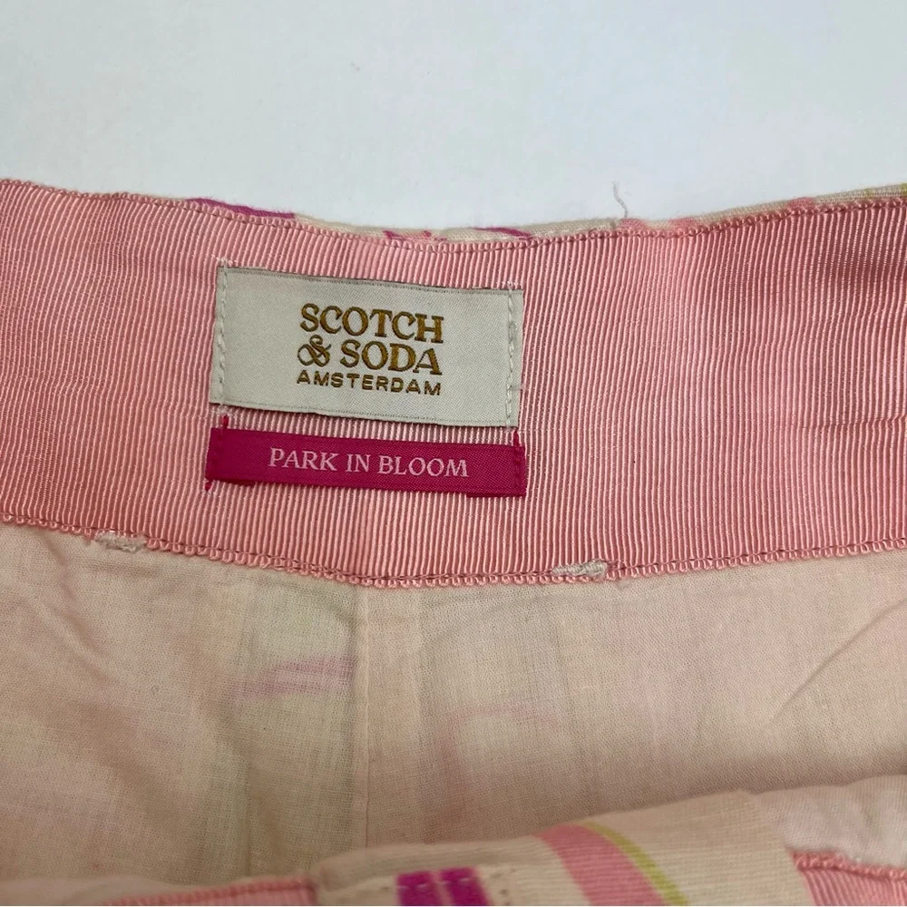Scotch & Soda High Rise Mid Length Shorts Pink Green Floral Print Womens Size XS